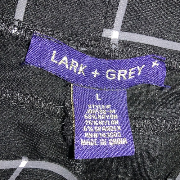 Lark + Grey windowpane check bootcut pants Sz L pull on style zipper detail - Picture 7 of 8